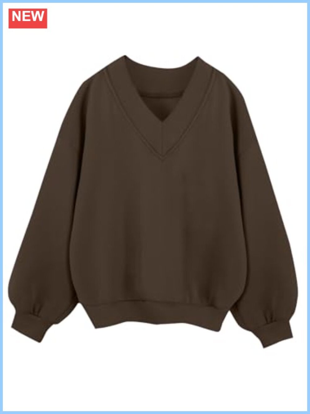 V Neck Oversized Sweatshirt Fleece Lined Long Sleeve Pullover